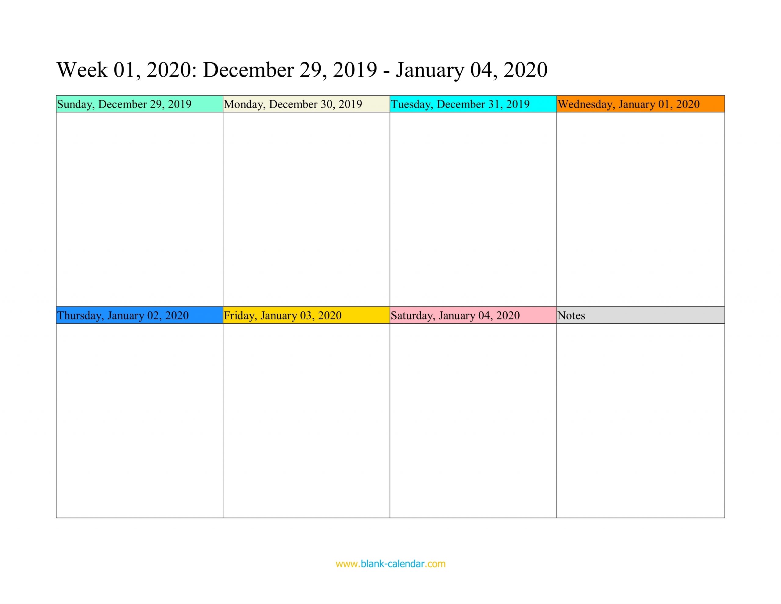 Weekly Calendar 2020 (Word, Excel, Pdf)