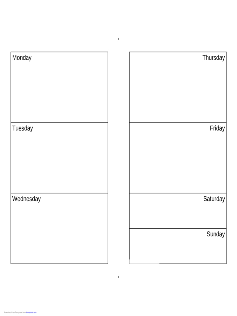 Weekly Calendar (Monday-Sunday) - Edit, Fill, Sign Online