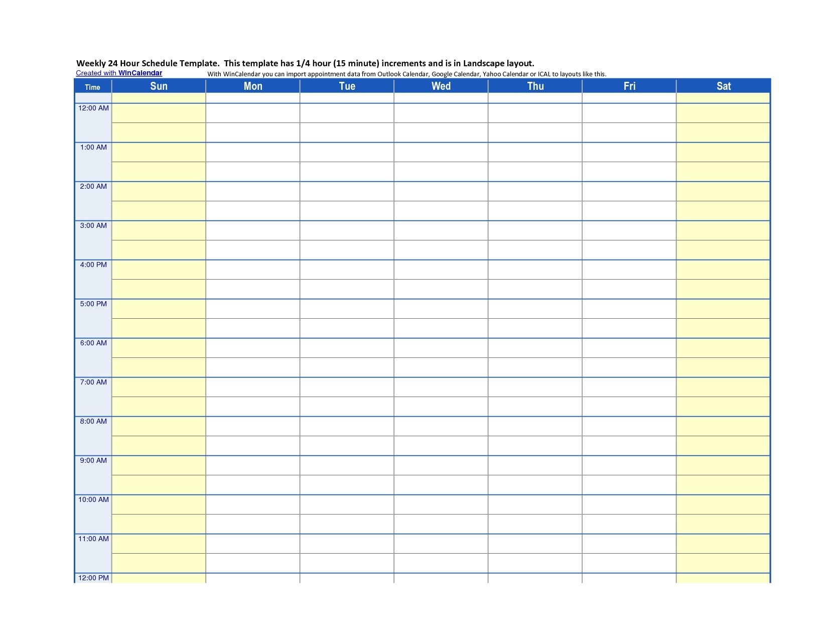 Weekly Calendar Printable Time Slots - Pick Blank Weekly within Free Printable Calendars With Time Slots