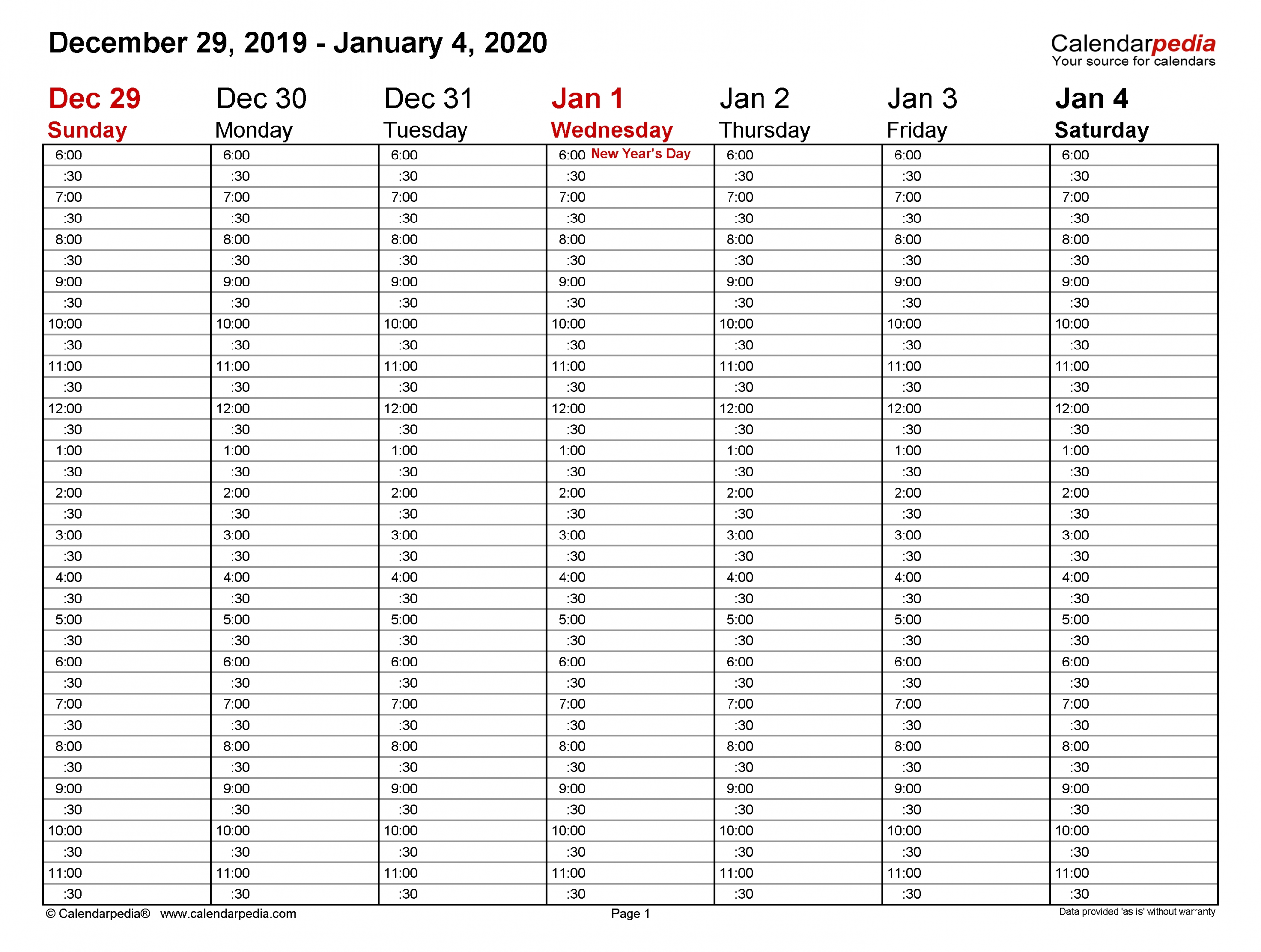 Weekly Calendars 2020 For Excel - 12 Free Printable Templates