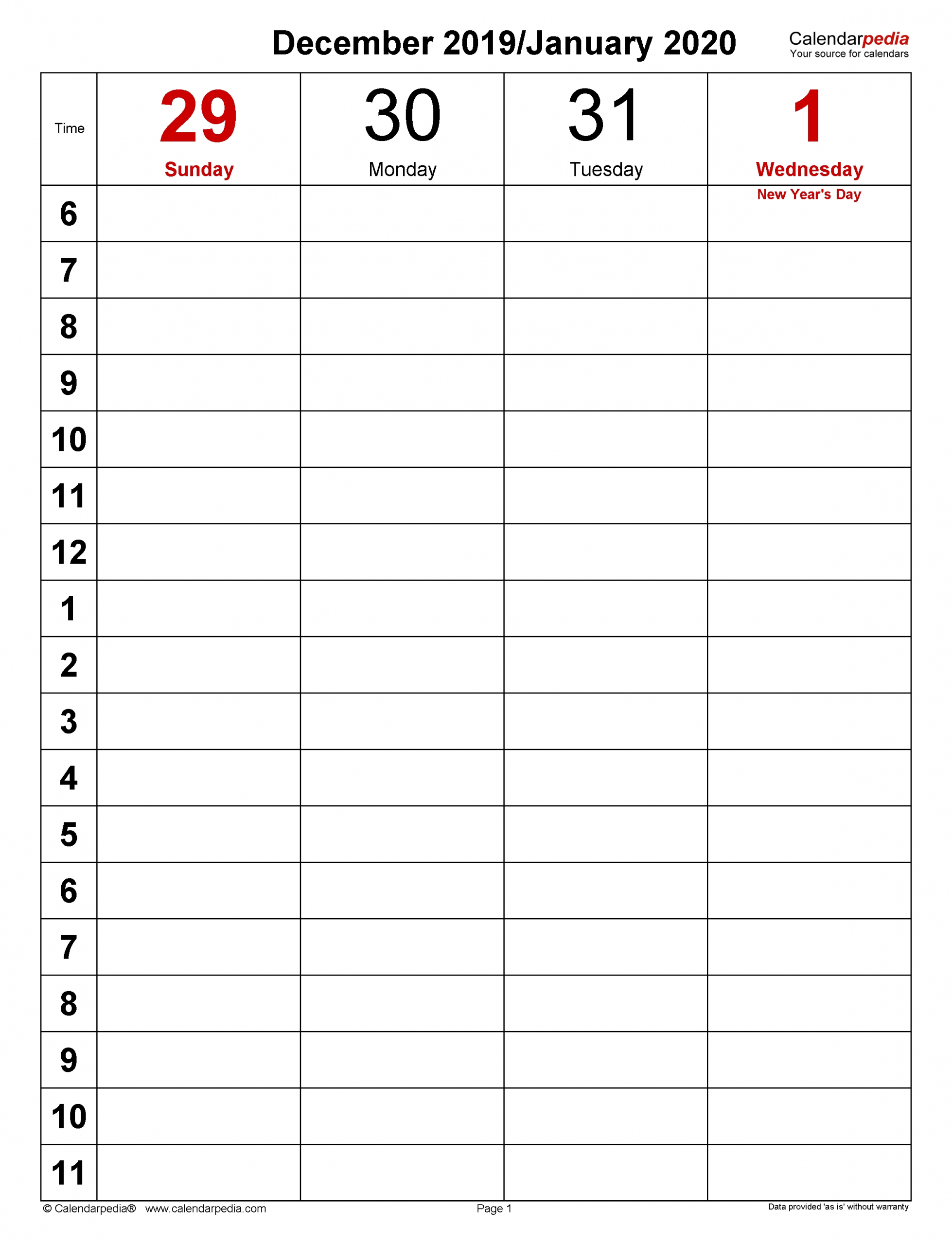 Weekly Calendars 2020 For Excel - 12 Free Printable Templates