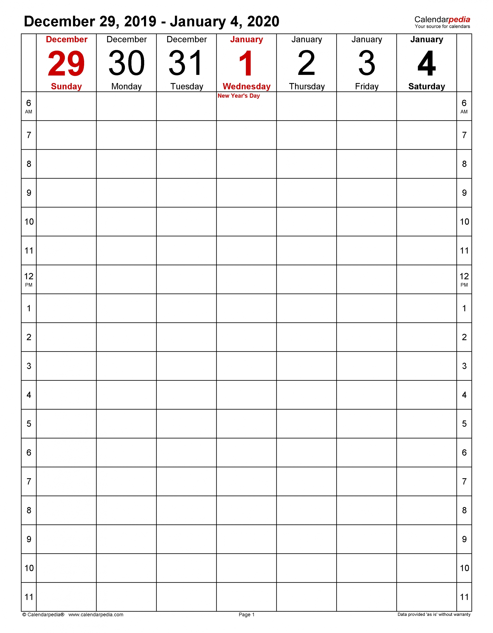 Weekly Calendars 2020 For Excel - 12 Free Printable Templates