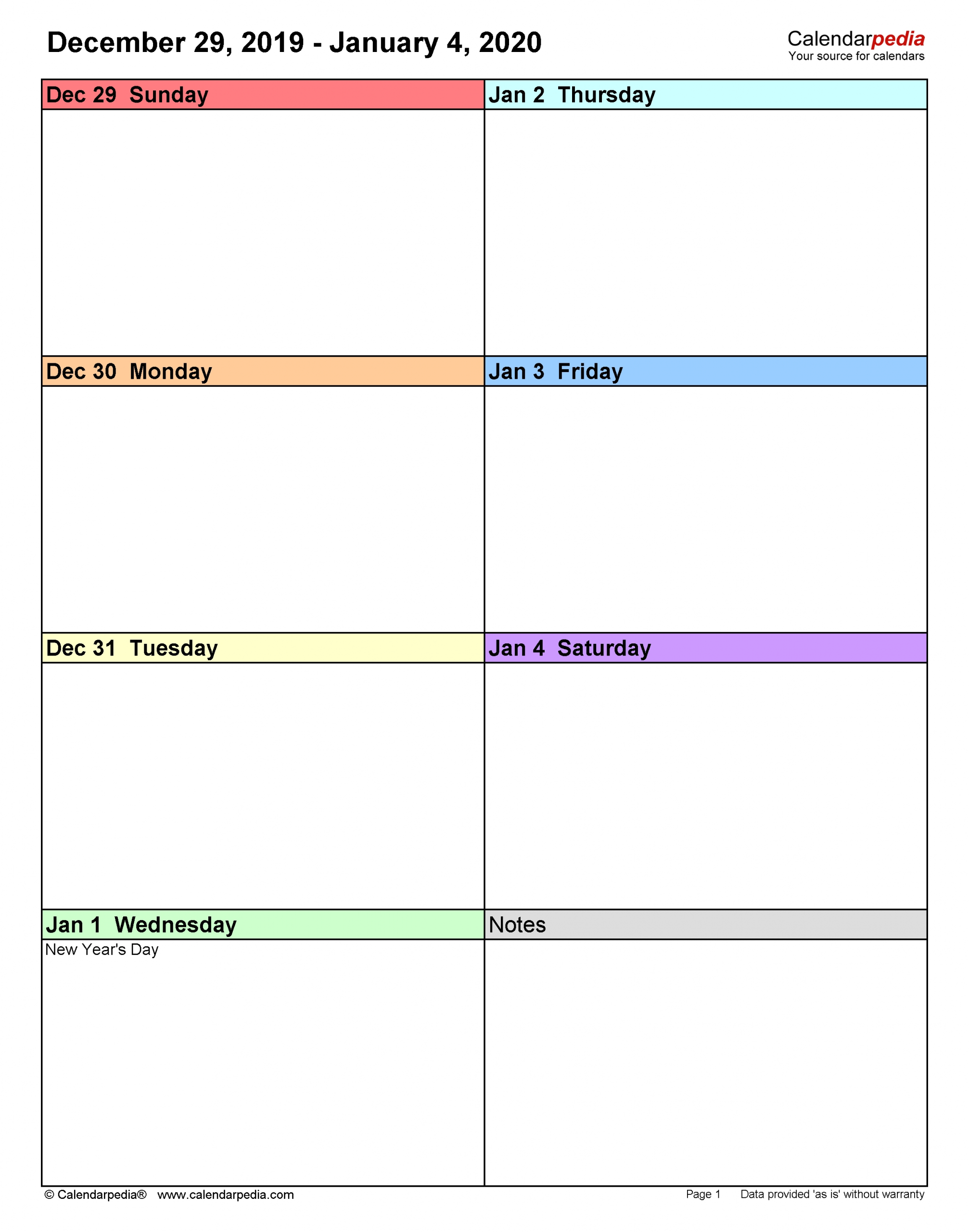 Weekly Calendars 2020 For Word - 12 Free Printable Templates