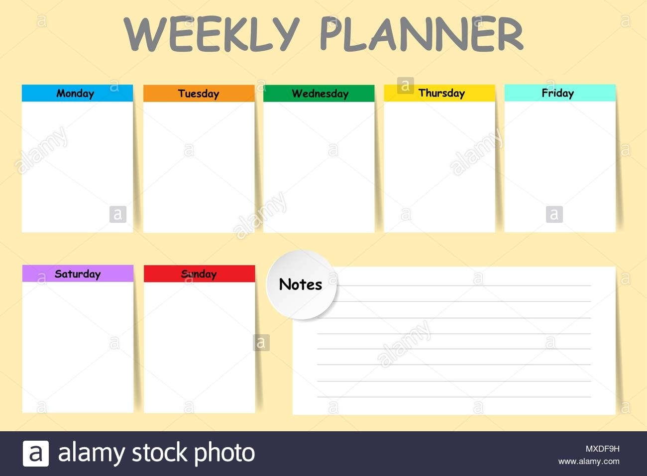 Weekly Planner With A Chart For Notes And White Charts For