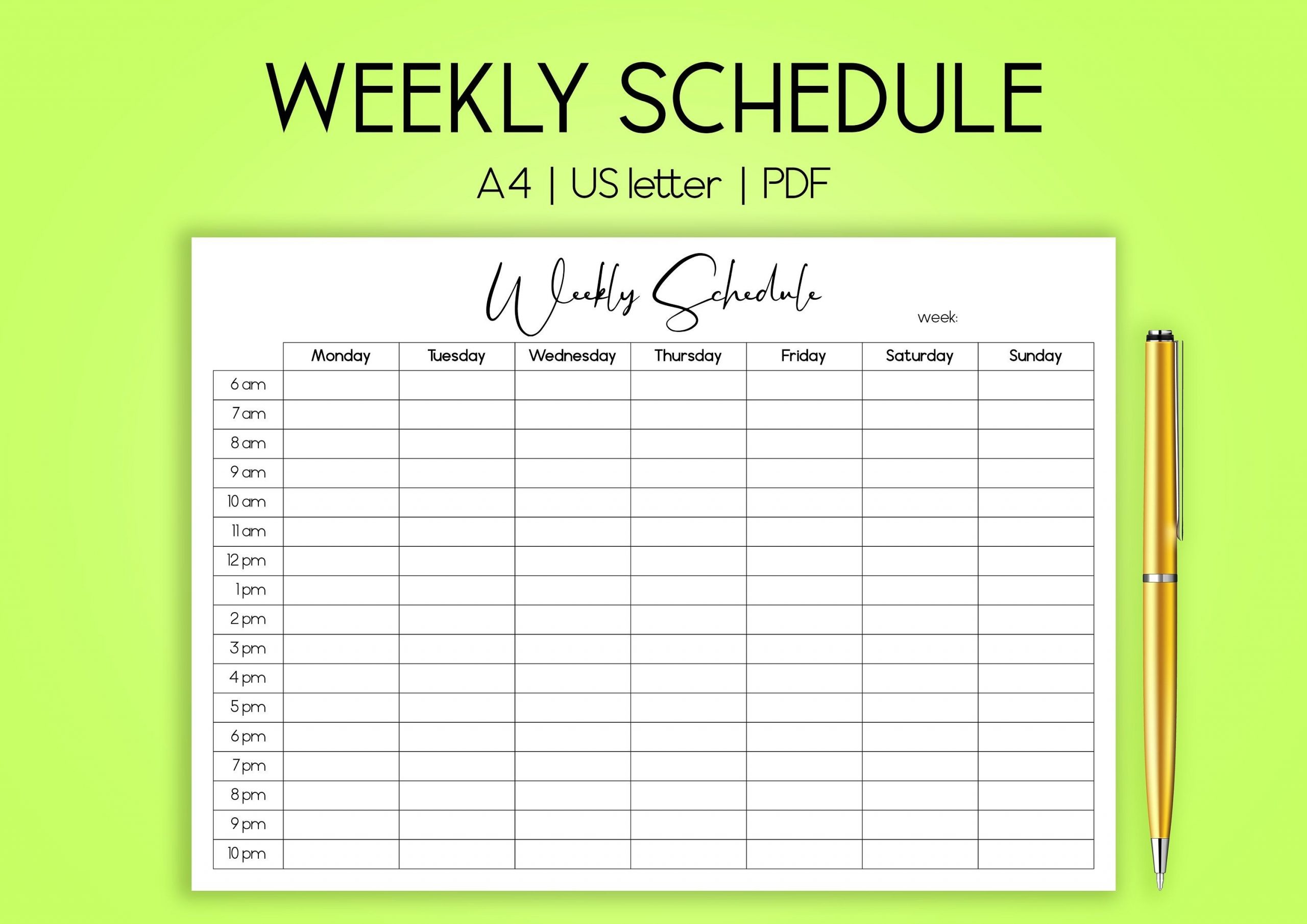Weekly Schedule Printable Weekly Timetable Hourly Schedule