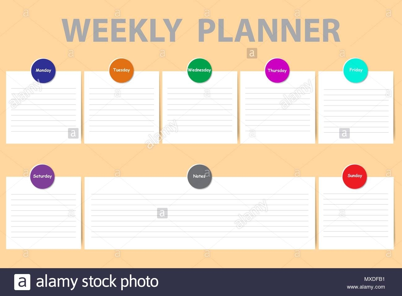 Weekly Schedule With A Chart For Notes And White Charts With