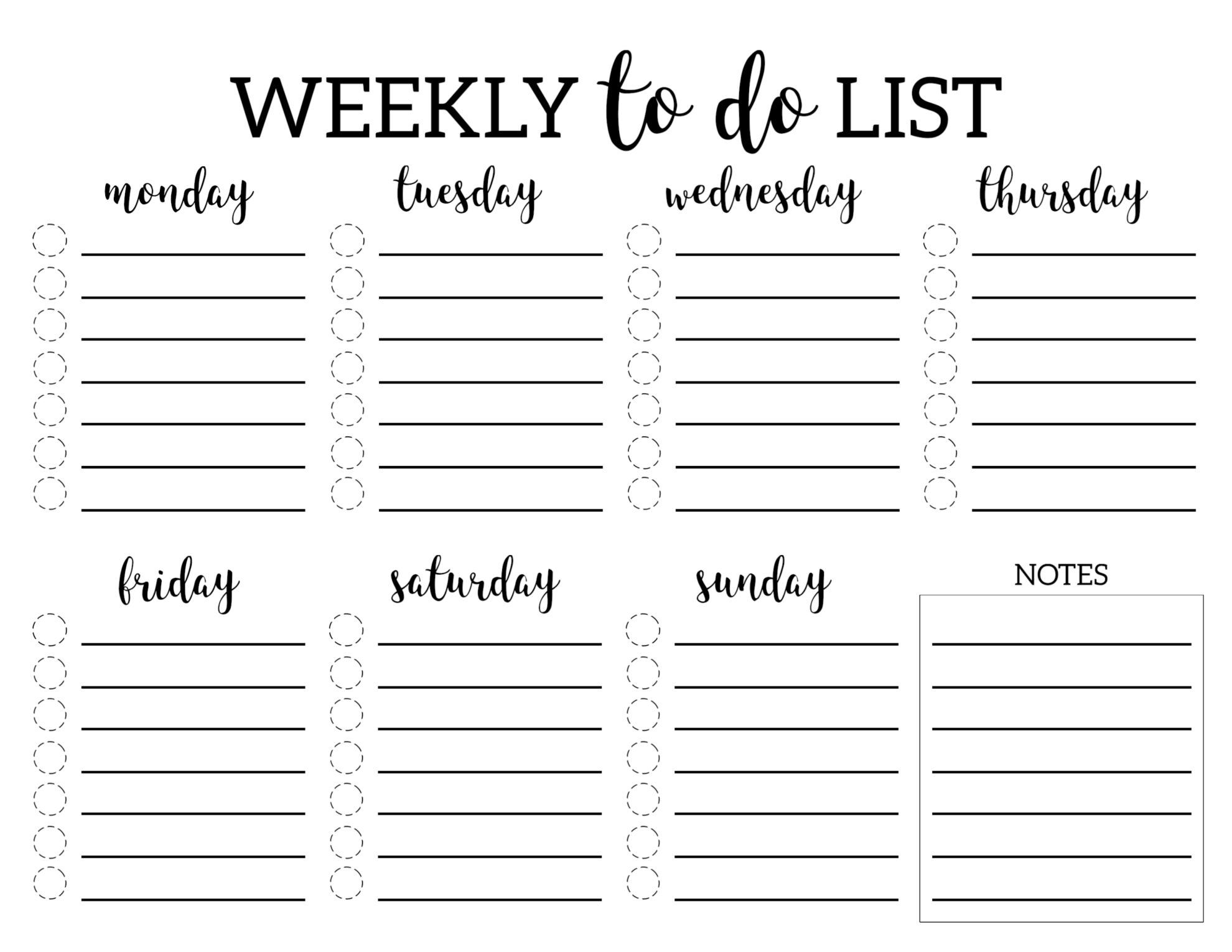 Weekly To Do List Printable Checklist Template | Paper Trail