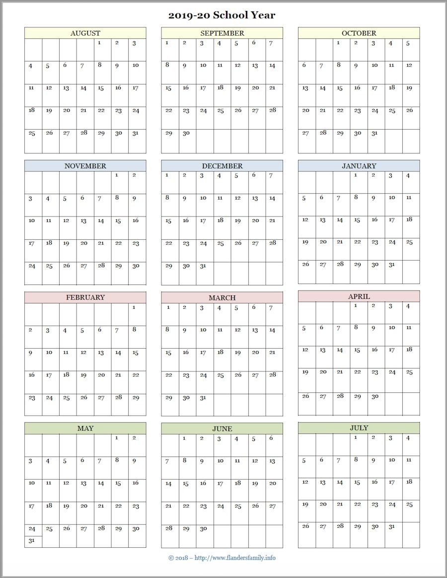 Year At A Glance Calendar 2019-2020 In 2020 | School with Year At A Glance 2019 - 2020