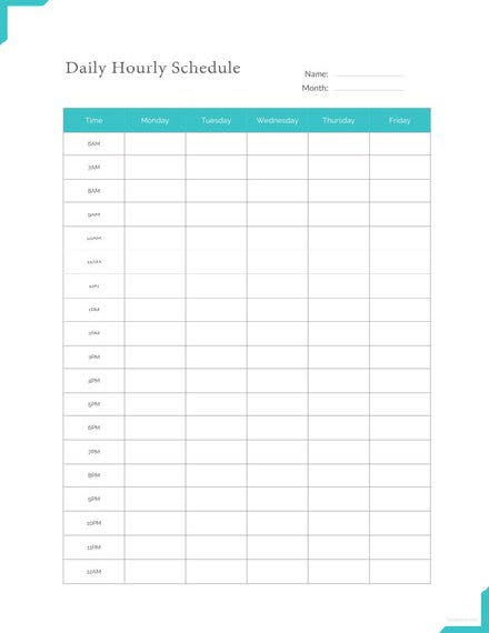 10+ Hourly Schedule Templates | Free &amp; Premium Templates