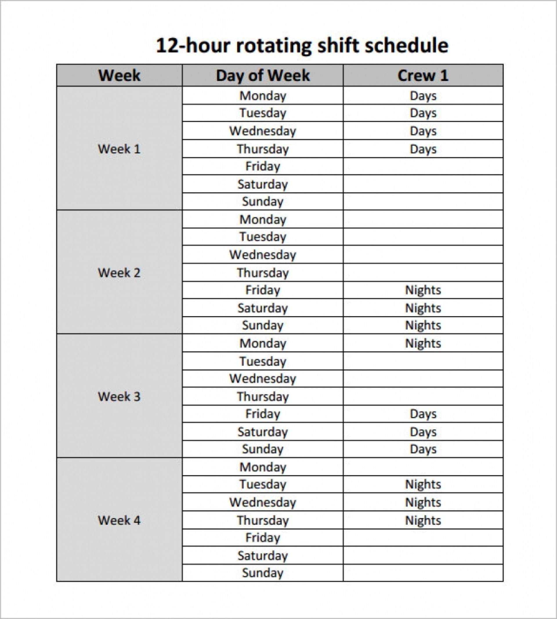 12 Hour Schedule Template | Calendar Template Printable