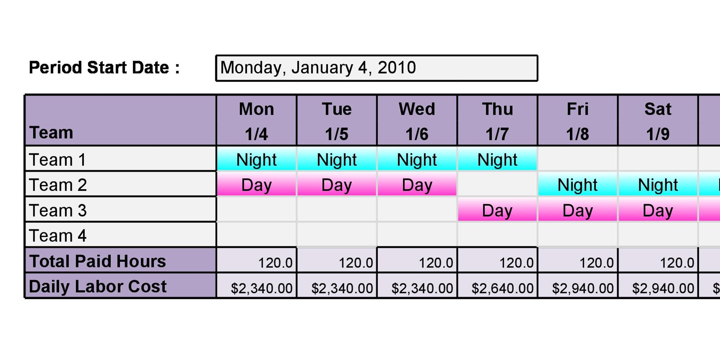 12 Hour Shift Schedule Template ~ Addictionary