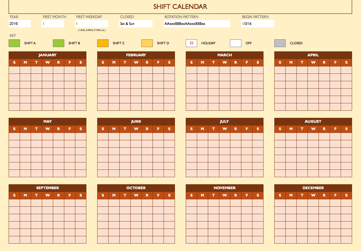 12 Hour Shift Schedule Template Excel - Nowok