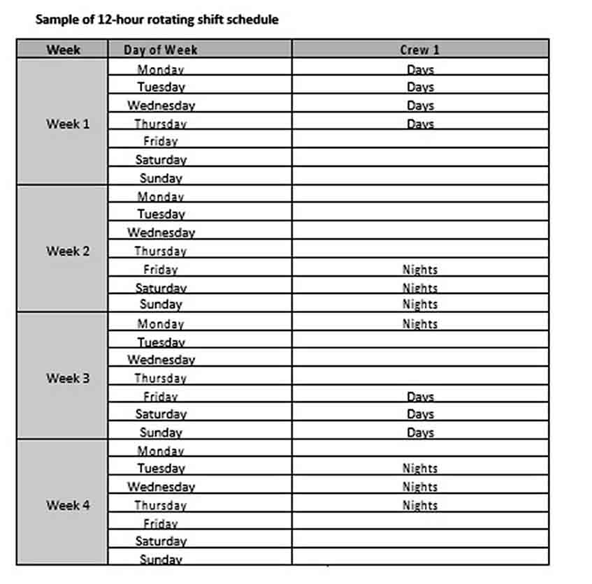 12 Hour Shift Schedule Template | Think Moldova