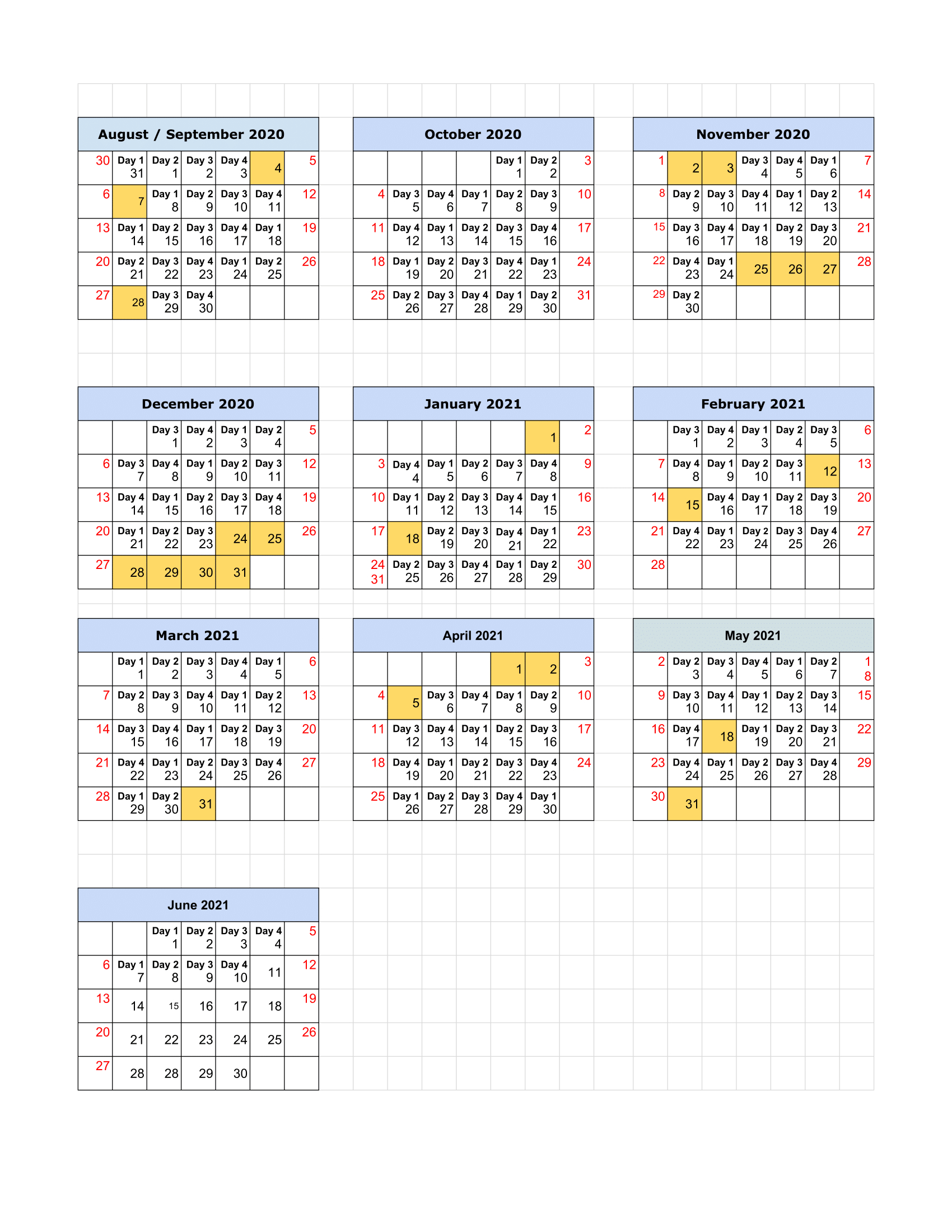 13 Period Calendar 2021 : 2021 Fiscal Period Calendar 4 4