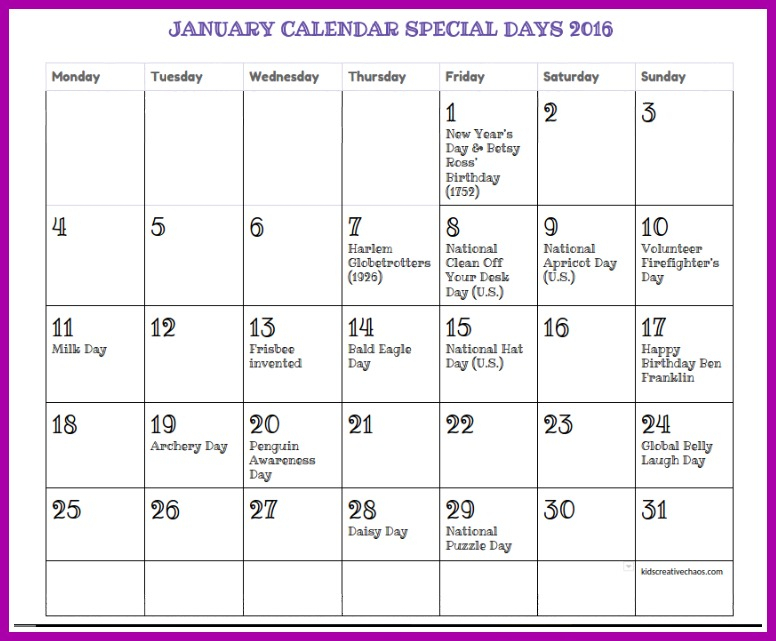 15 Obscure, Unusual, Unique Holidays January Calendar