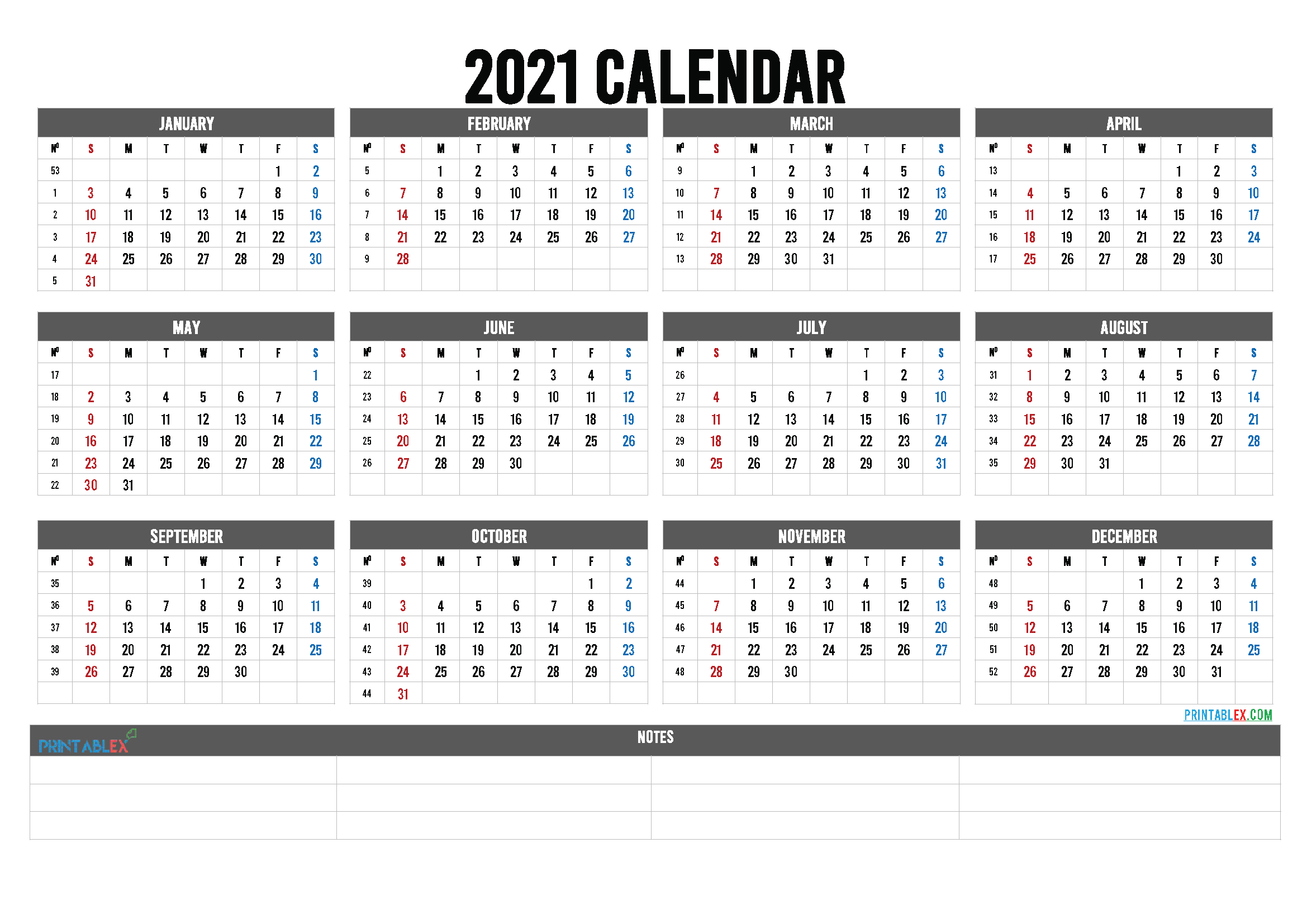 20+ Calendar 2021 With Week Numbers - Free Download Printable Calendar Templates ️