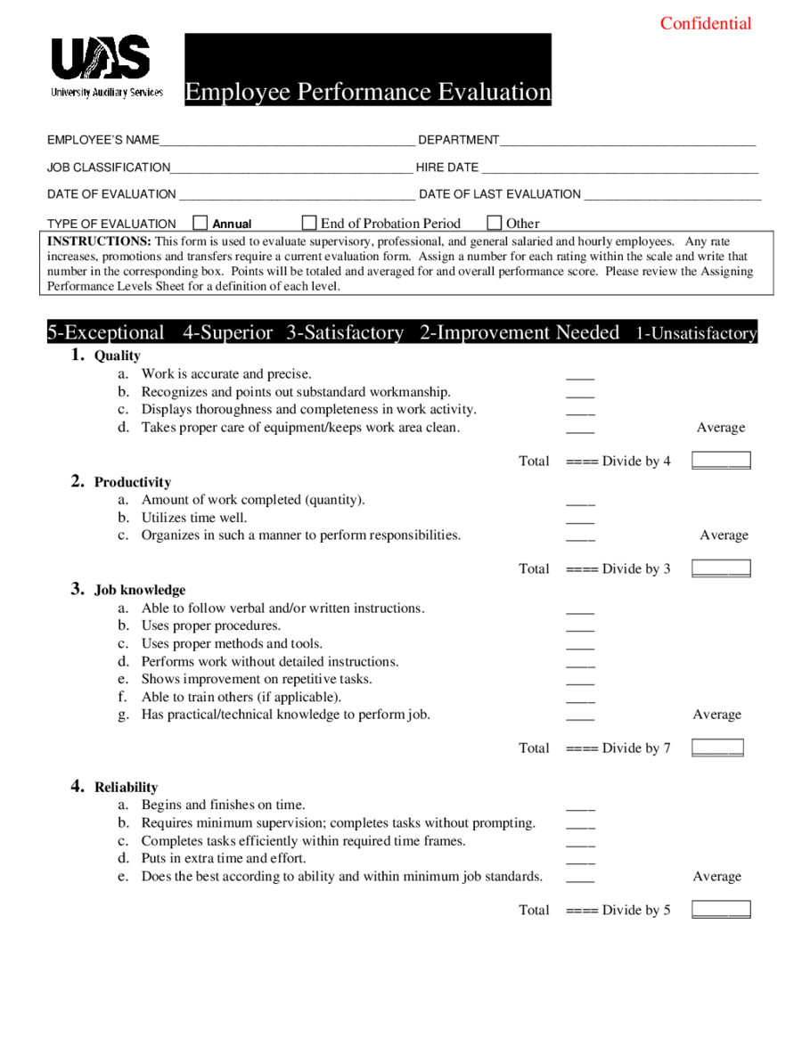 2018 Employee Evaluation Form - Fillable, Printable Pdf