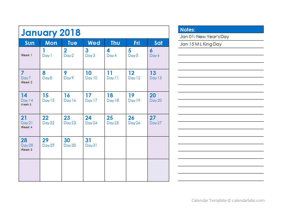 2018 Julian Date Calendar - Free Printable Templates