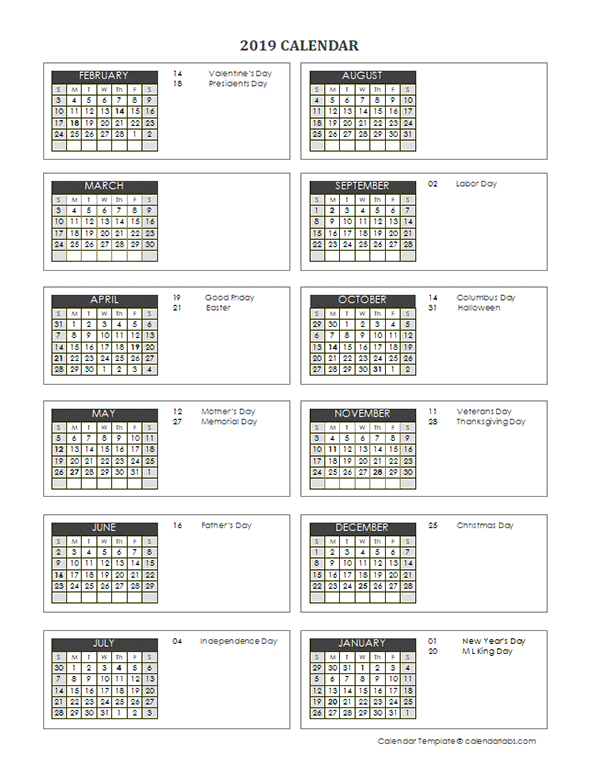 2019 Accounting Close Calendar 4-4-5 - Free Printable