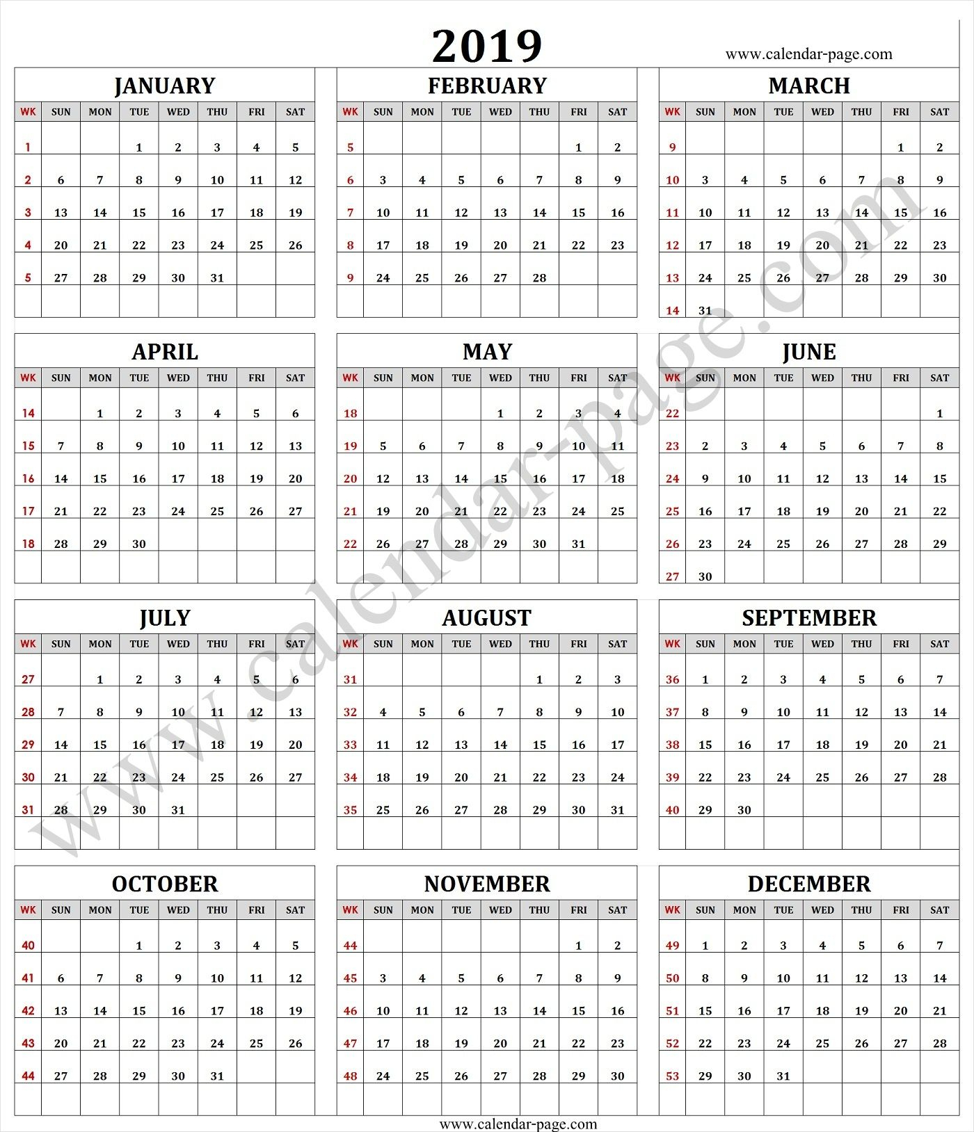 Week Wise 2021 Calendar