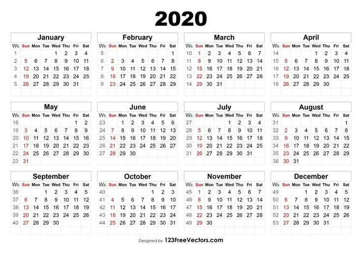 2020 Calendar With Week Numbers | Calendar With Week