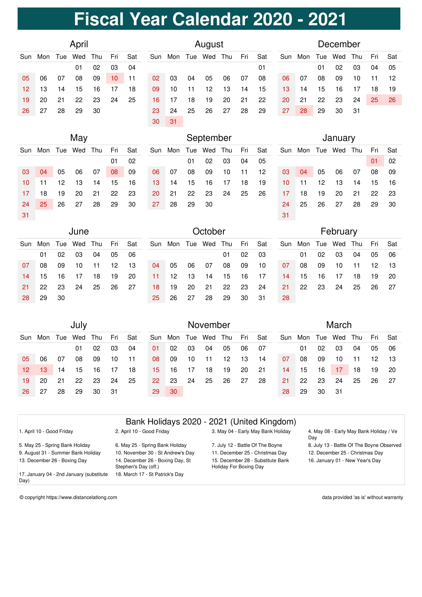 2021 19 Financial Calendar Printable - Template Calendar