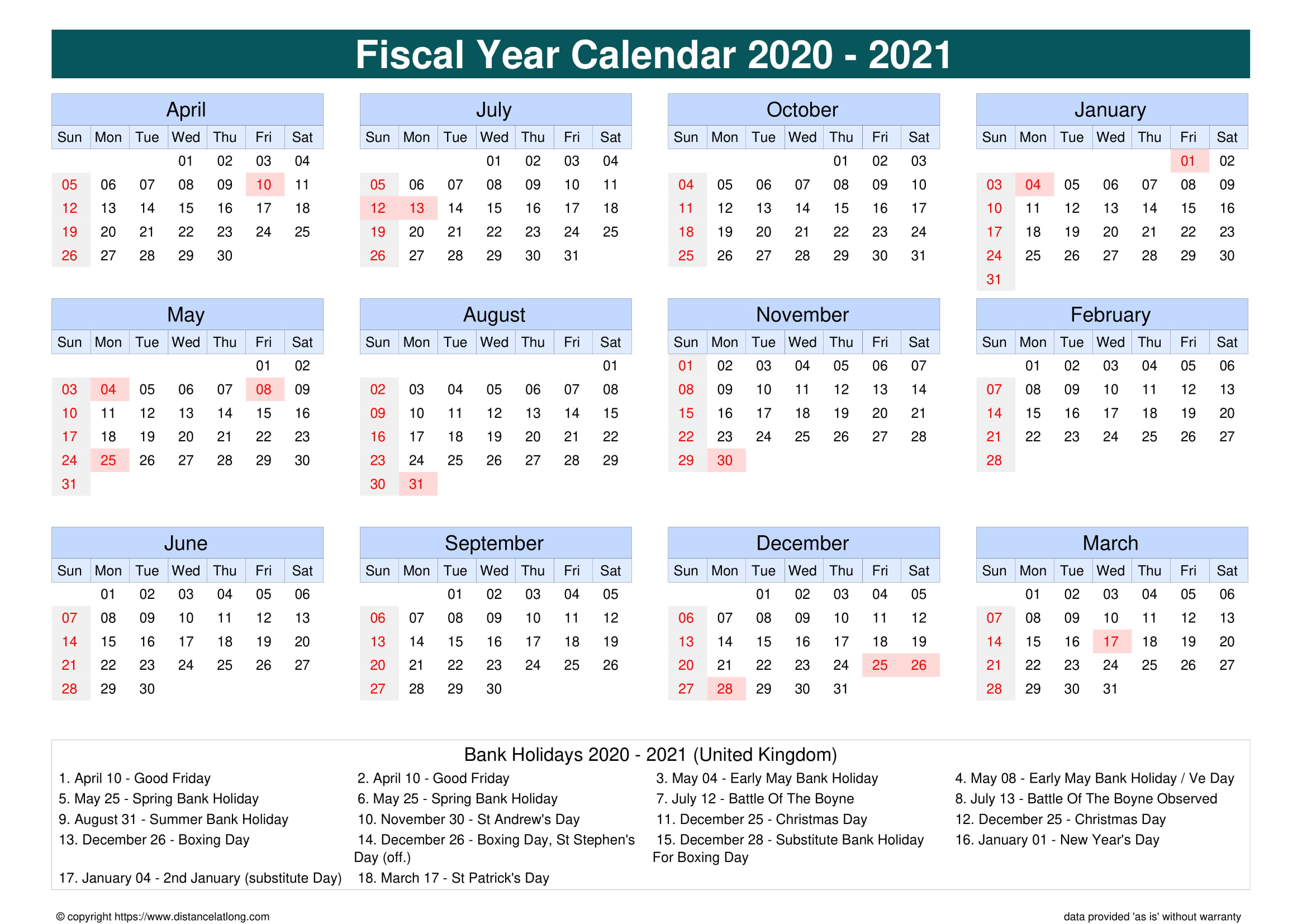 2021 Bank Holiday Calendar | 2021 Calendar