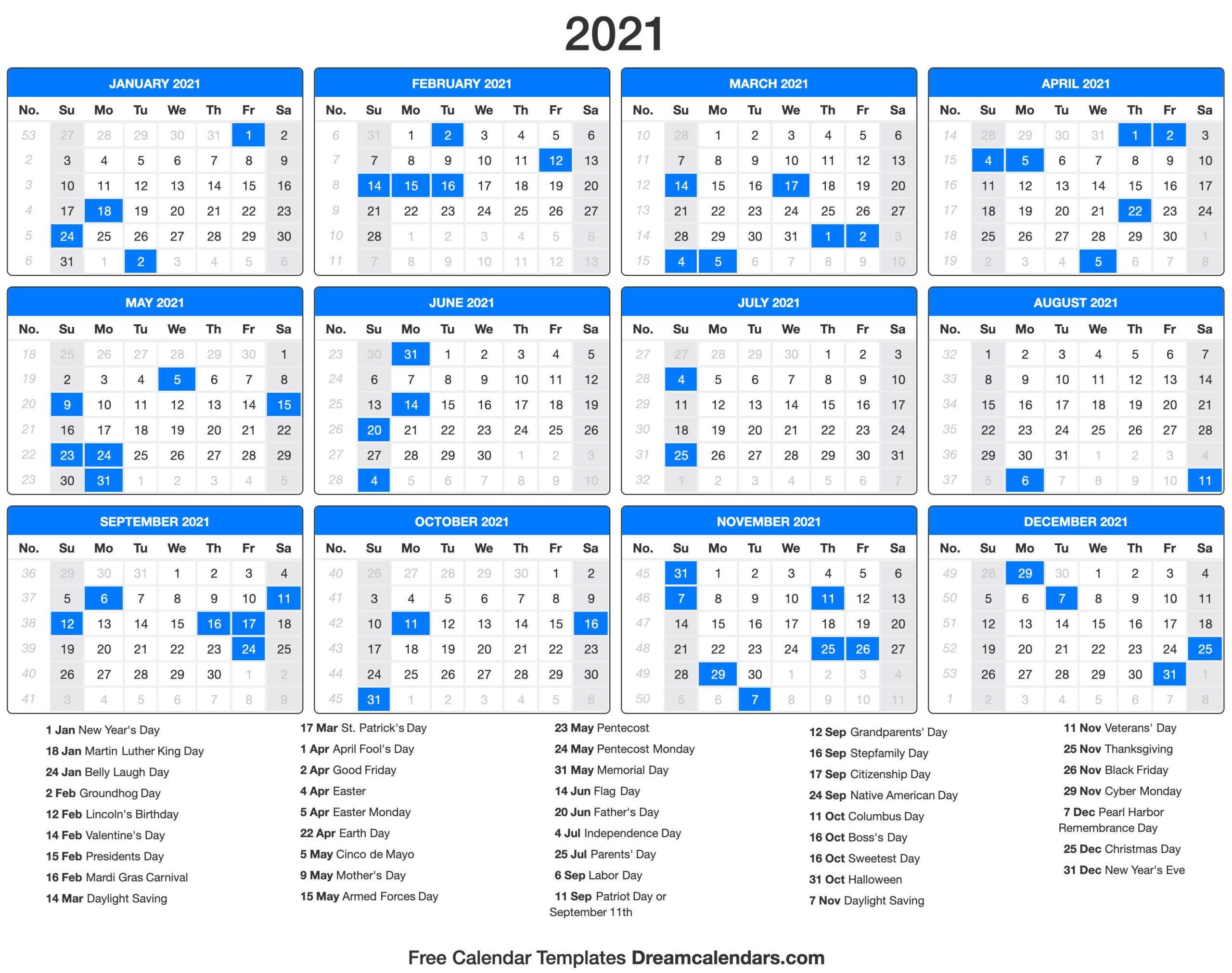 2021 Calendar