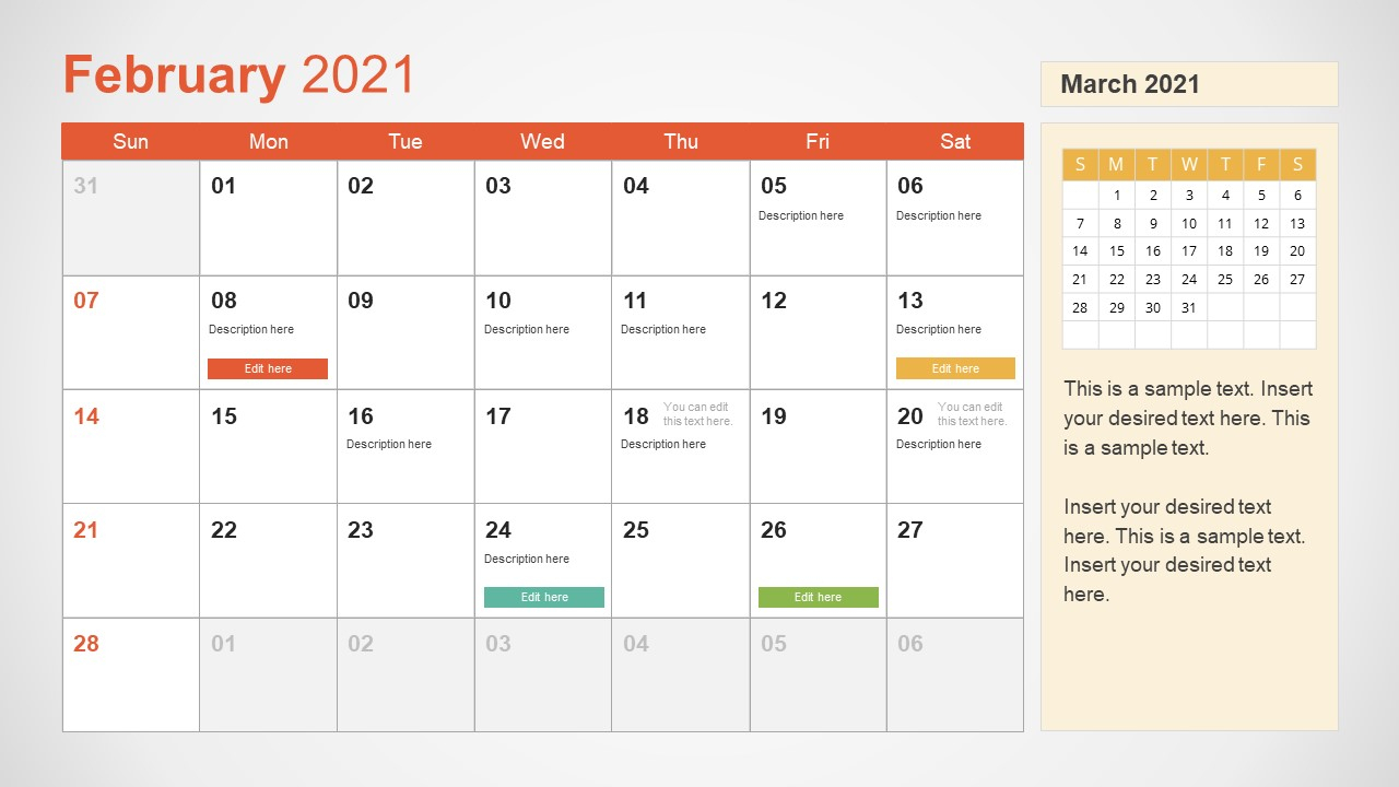 2021 Calendar Template February Powerpoint - Slidemodel