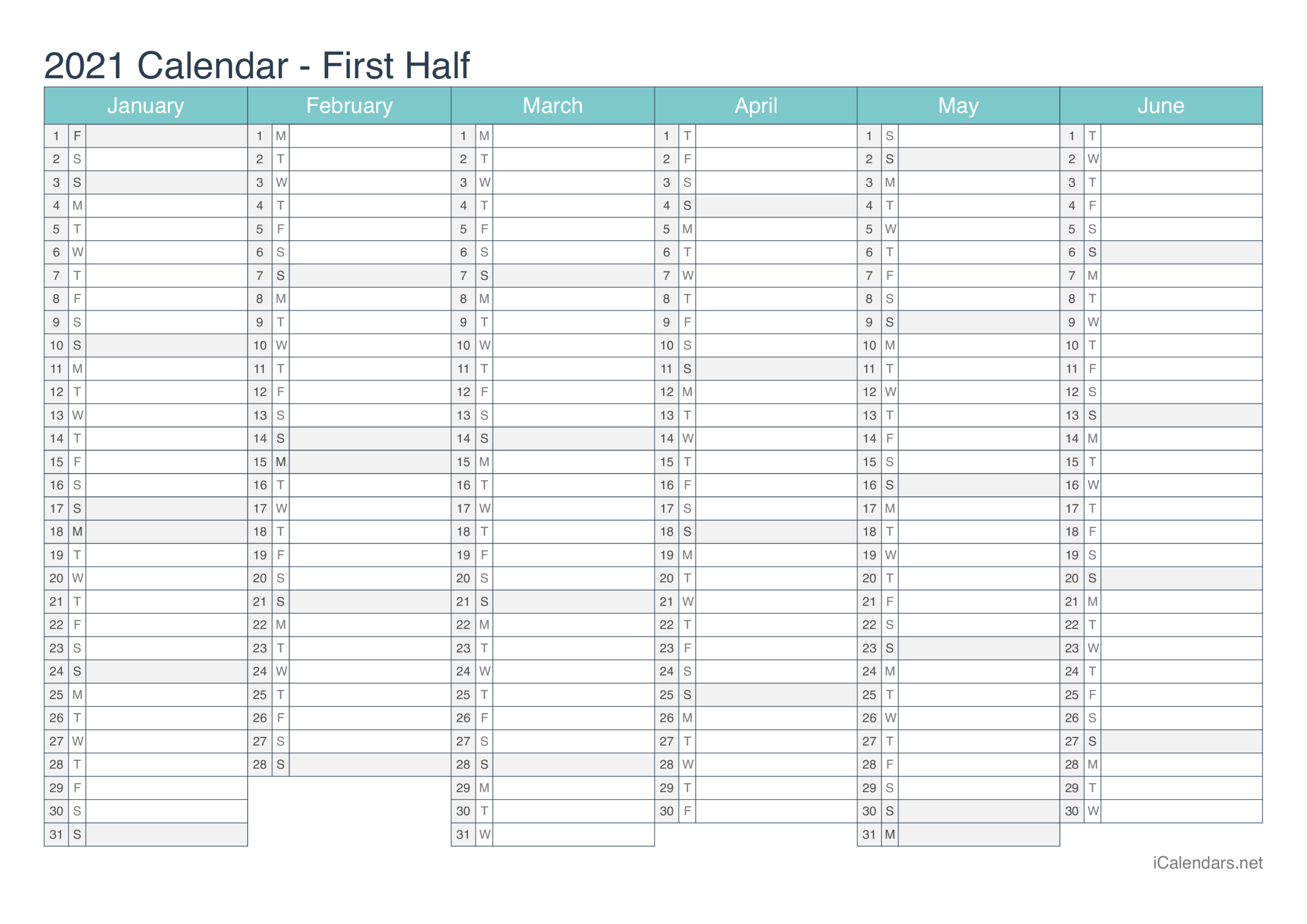 2021 Printable Calendar - Pdf Or Excel - Icalendars