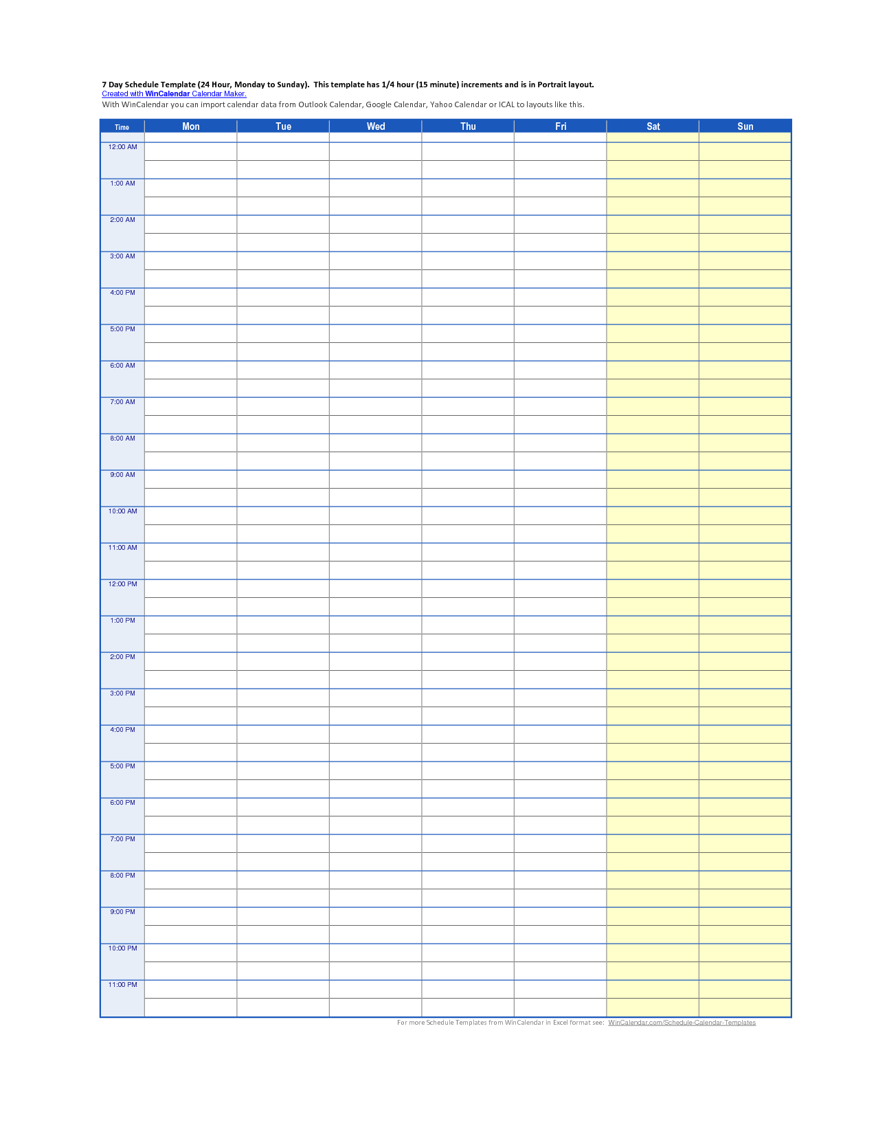 24 Hour Day Schedule Template | Schedule Template, Daily
