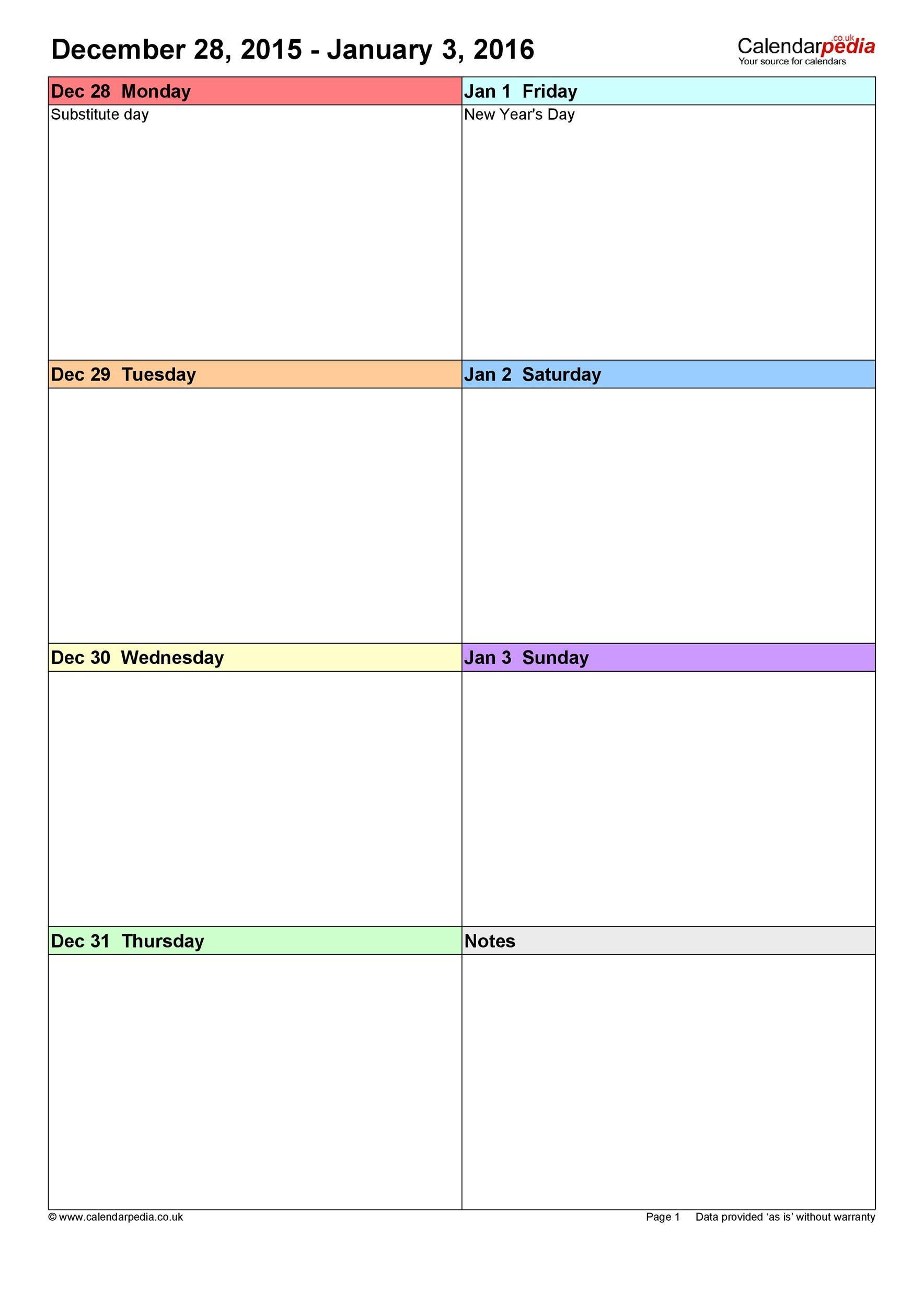 26 Blank Weekly Calendar Templates [Pdf, Excel, Word