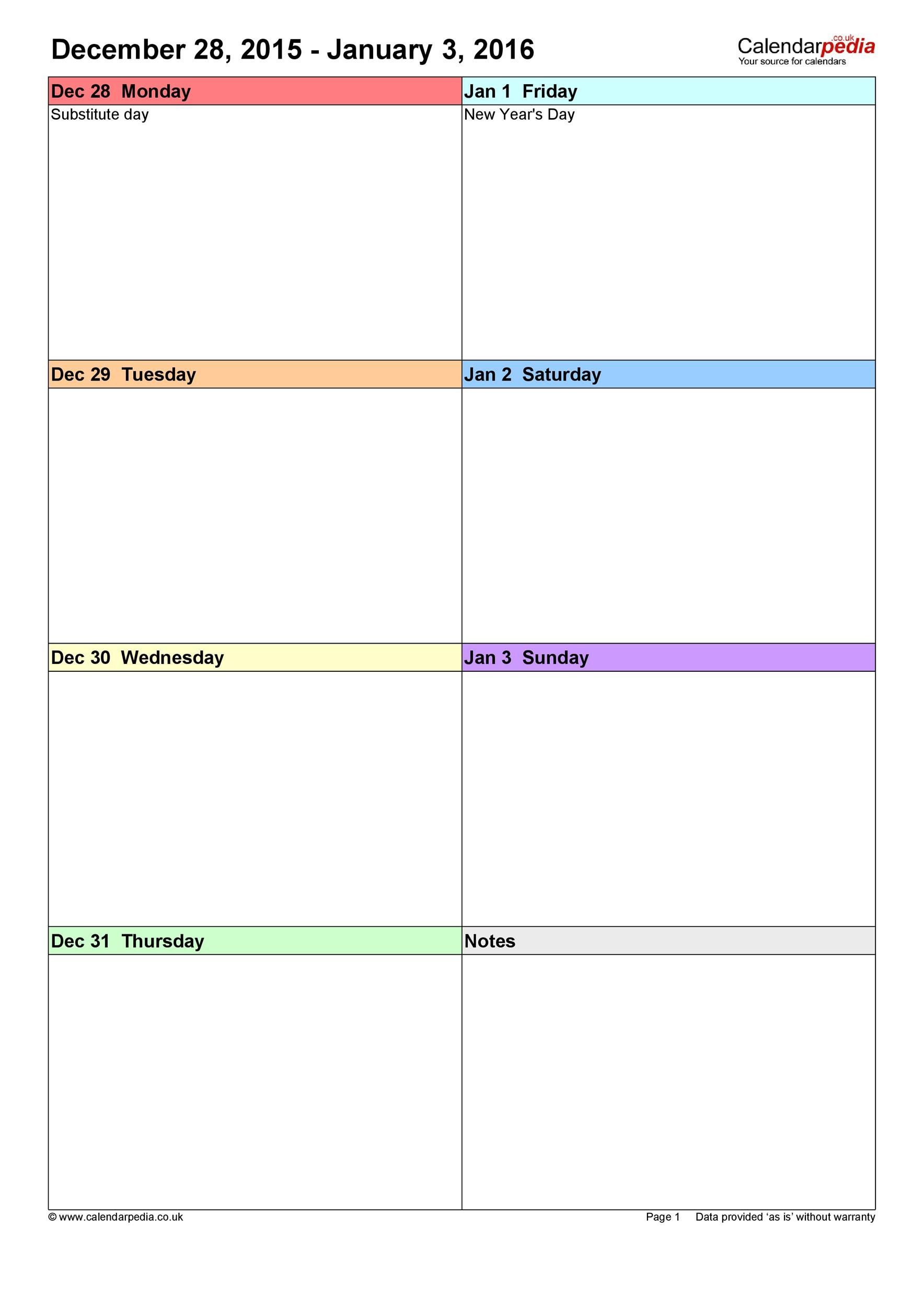 6 Week Blank Schedule Printable