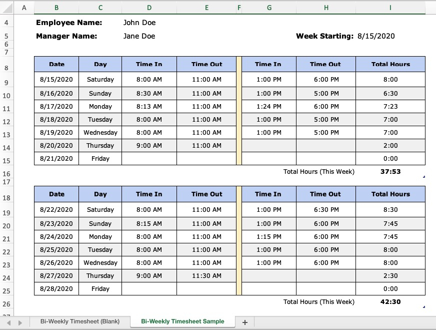 4 Free Excel Time Tracking Templates