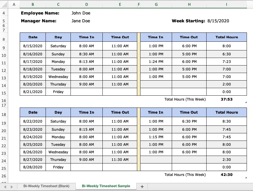 Time Slot Excel