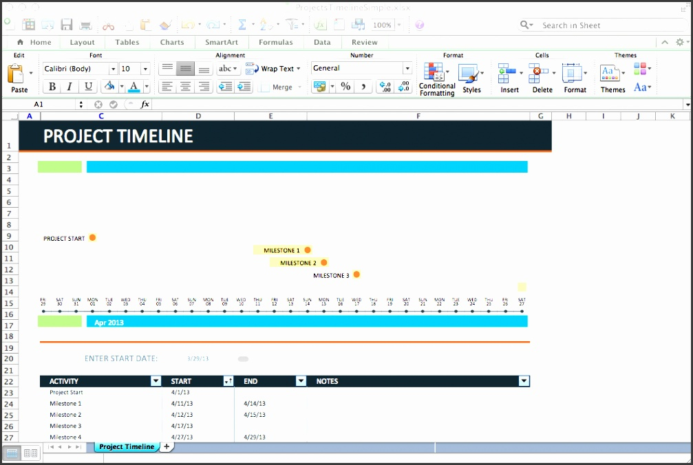 4 Project Timeline Excel Template - Sampletemplatess