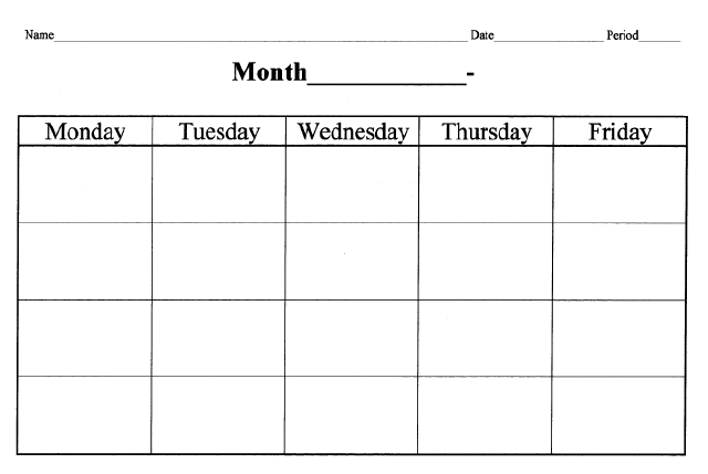 4 Week Blank Calendar Template :-Free Calendar Template