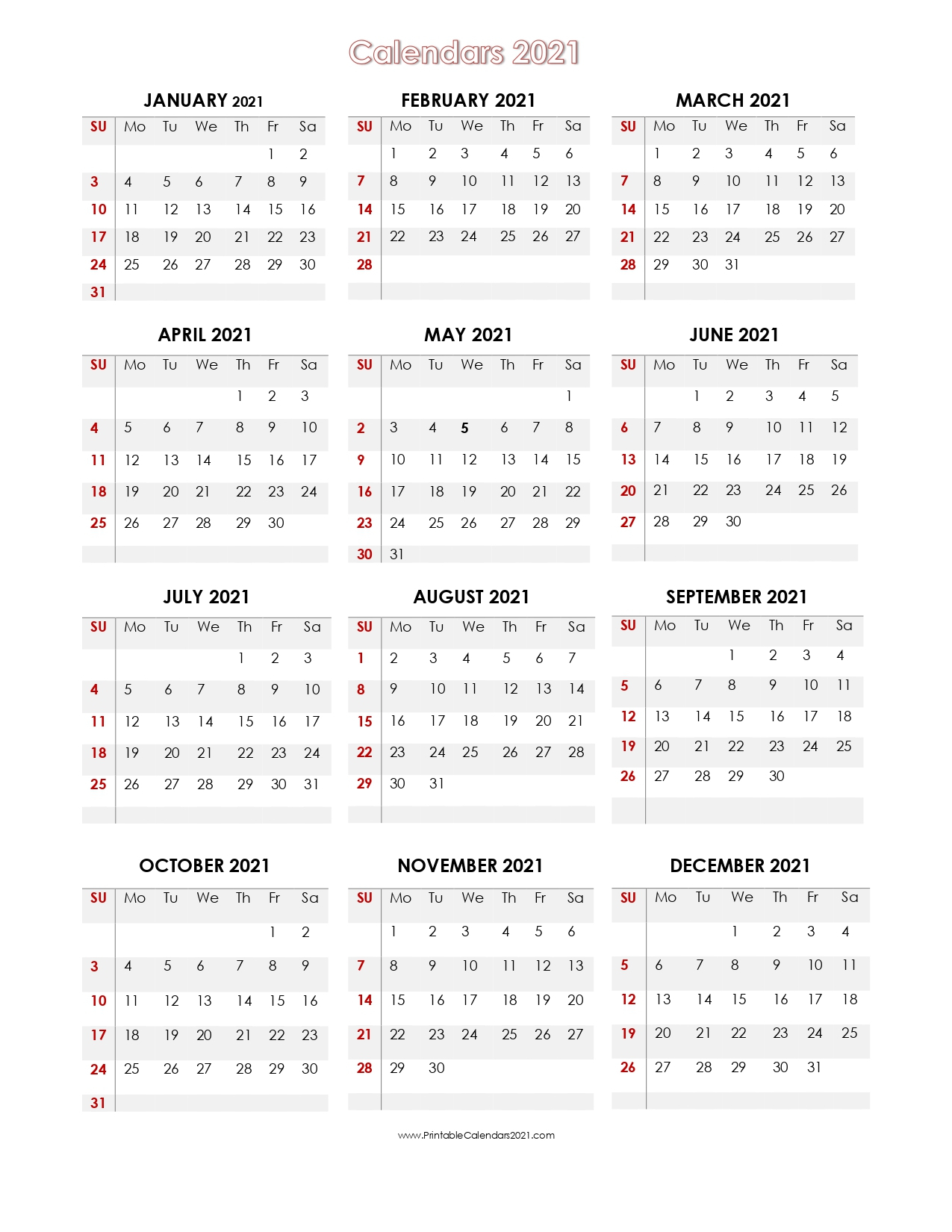 56+ Printable Calendar 2021 One Page, Us 2021 Calendar