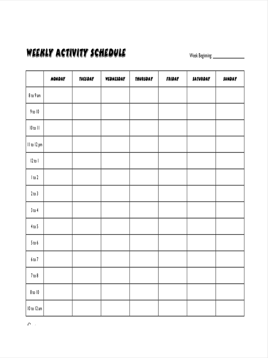 6 Week Blank Schedule Printable