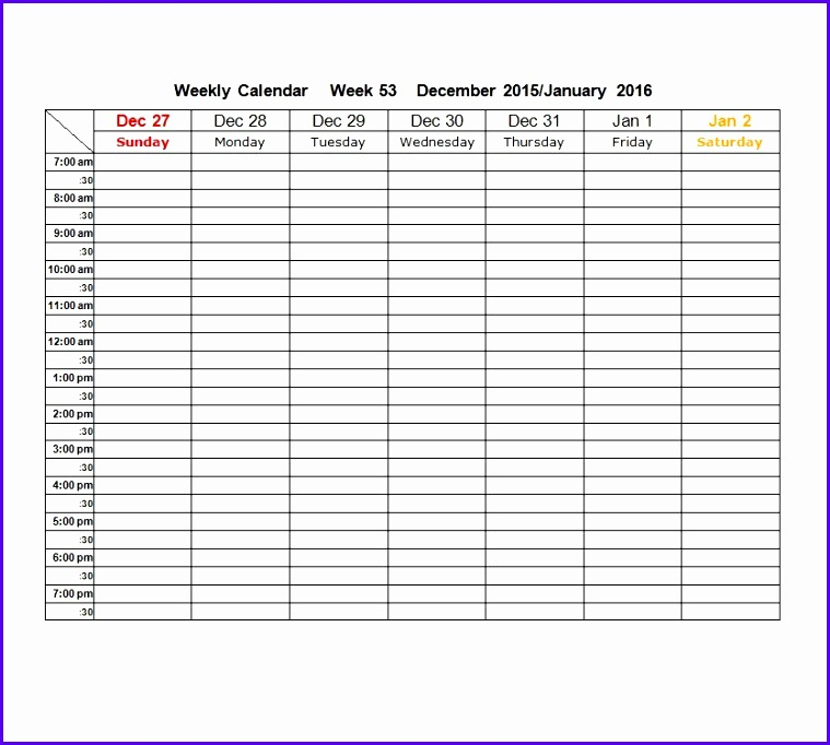 8 Excel Week Calendar Template - Excel Templates - Excel