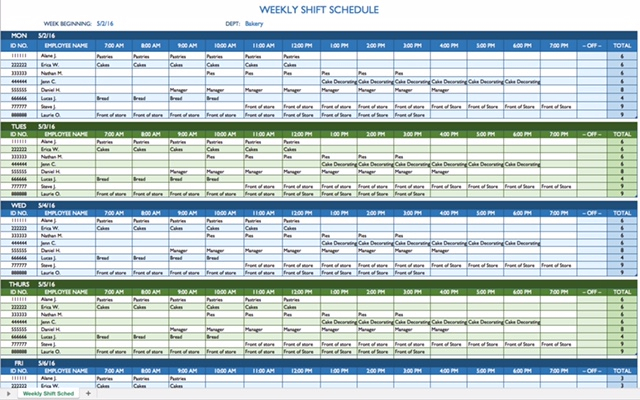 8 Hour Shift Schedule Template - Printable Receipt Template
