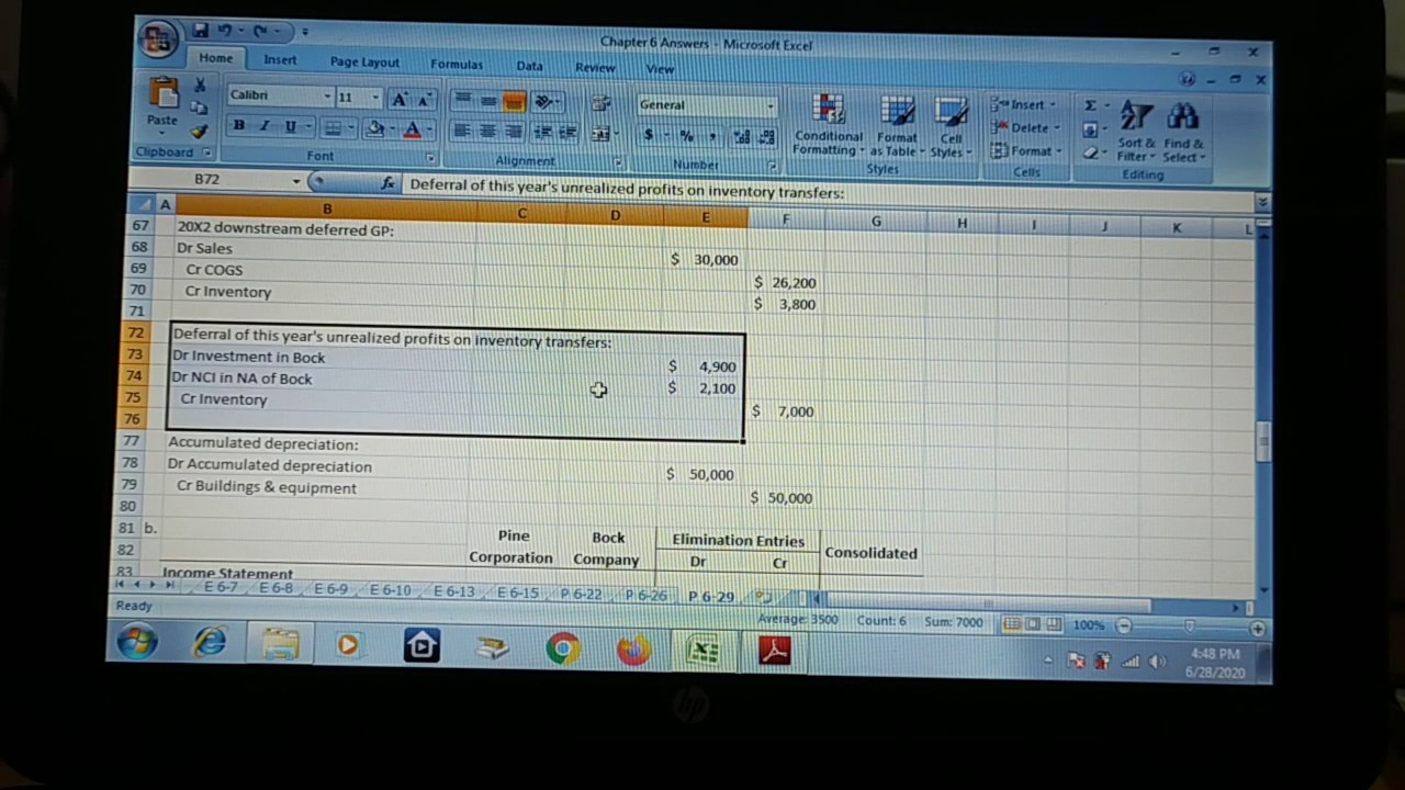 Advanced Financial Accounting Week 7 Assignment No. 6: P 6