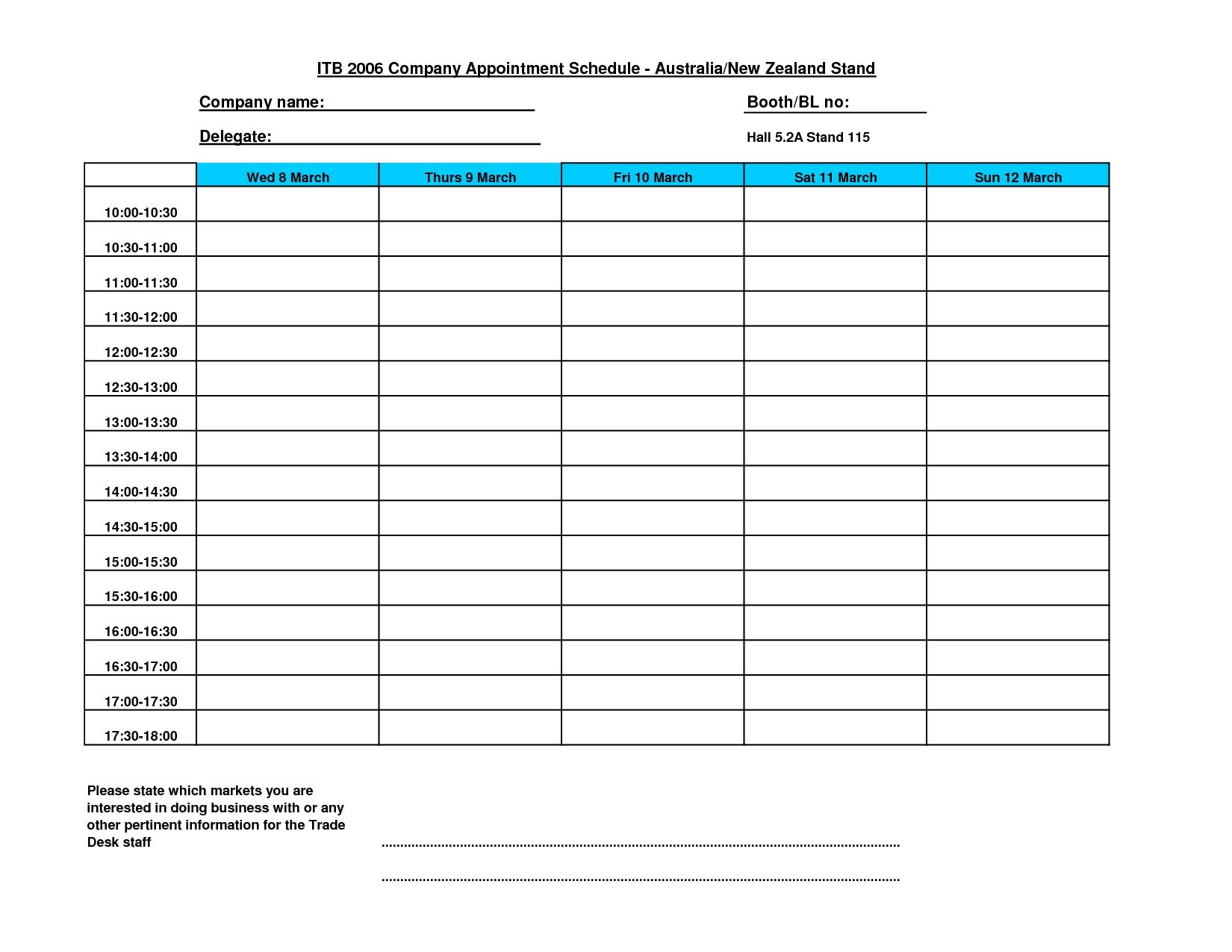 Appointment Planner Printable Weekly Calendar With 15