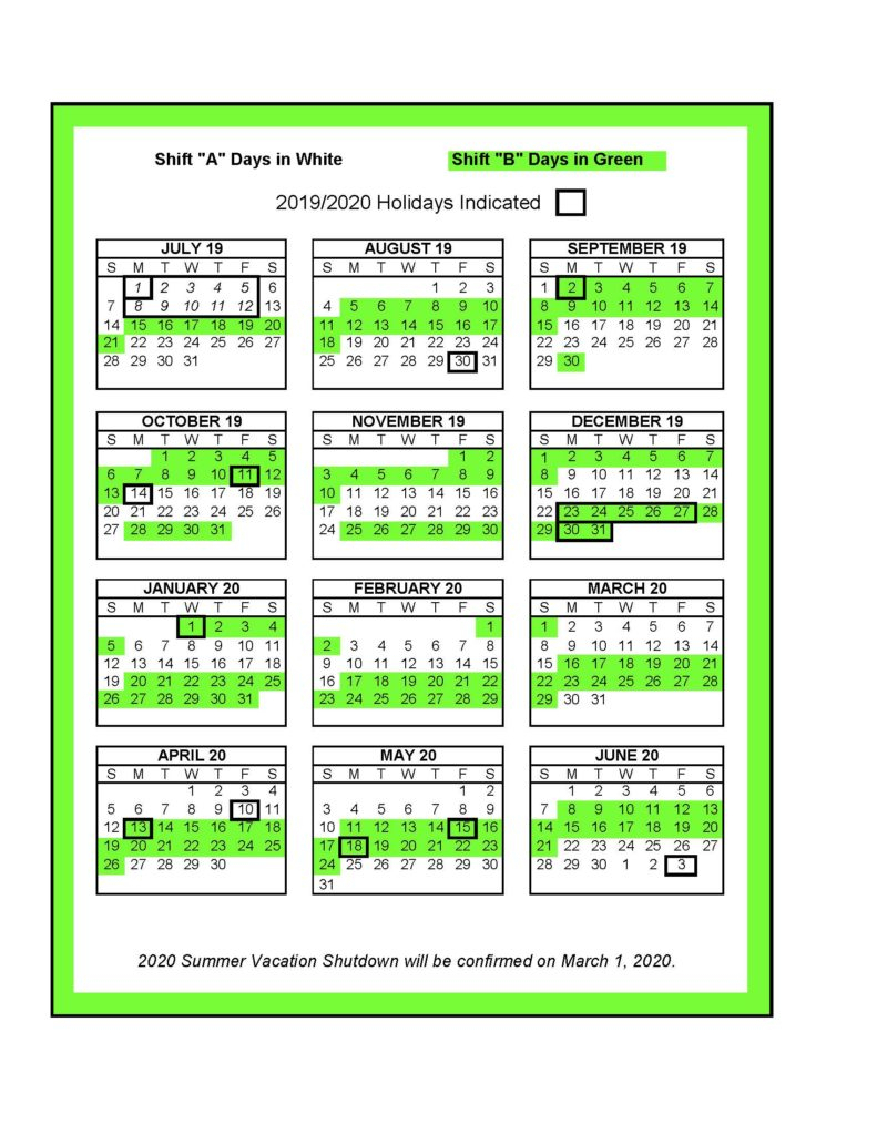 B Shift Calendar 2020 | Calendar Printables Free Templates