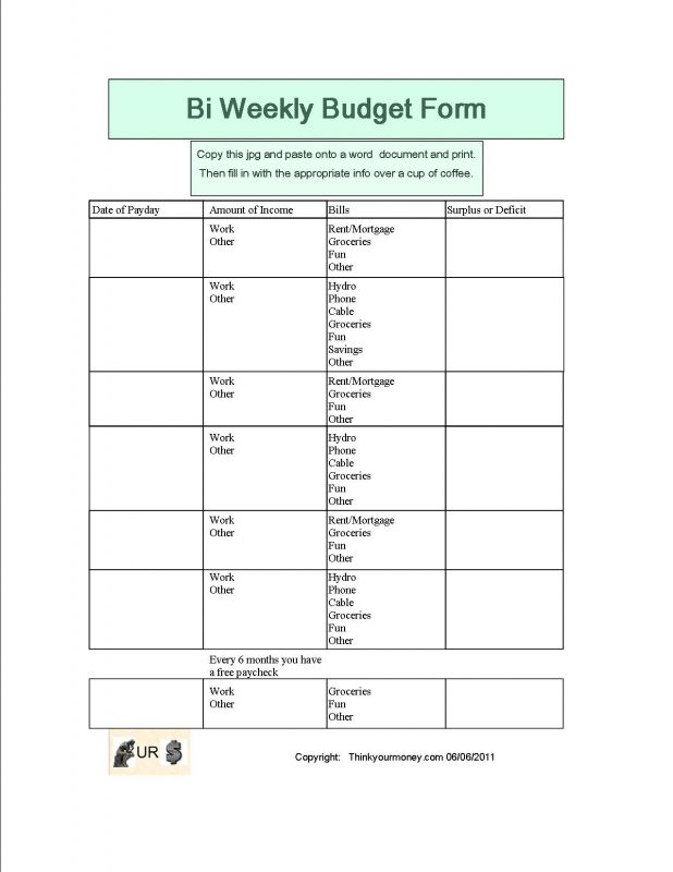 Bi-Weekly Budget Worksheet - Google Search | Weekly Budget