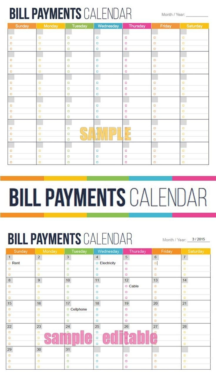 Bill Due Date Calendar Printable - Calendar Inspiration Design