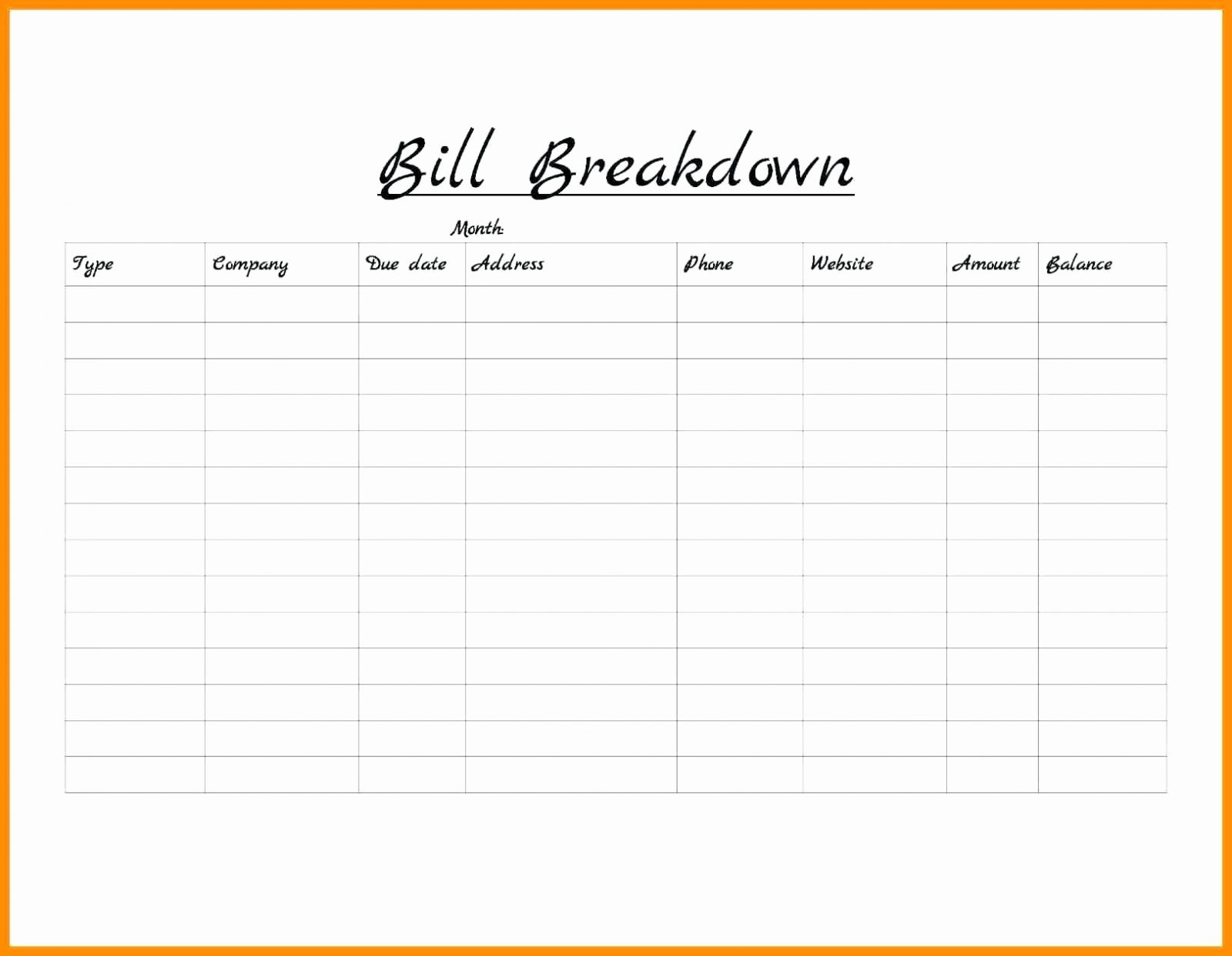 Bill Pay Schedule Spreadsheet Printable Spreadshee Bill