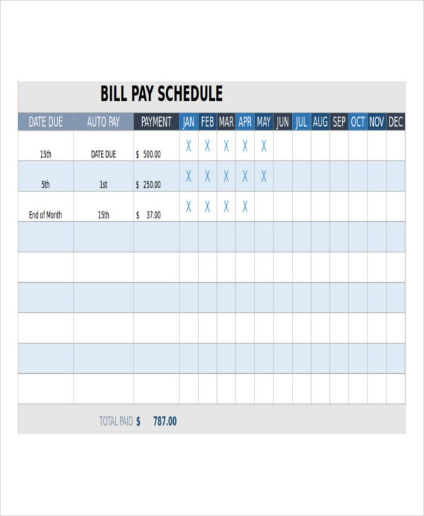 Bill Payment Schedule Template - 13+ Free Word, Pdf Format