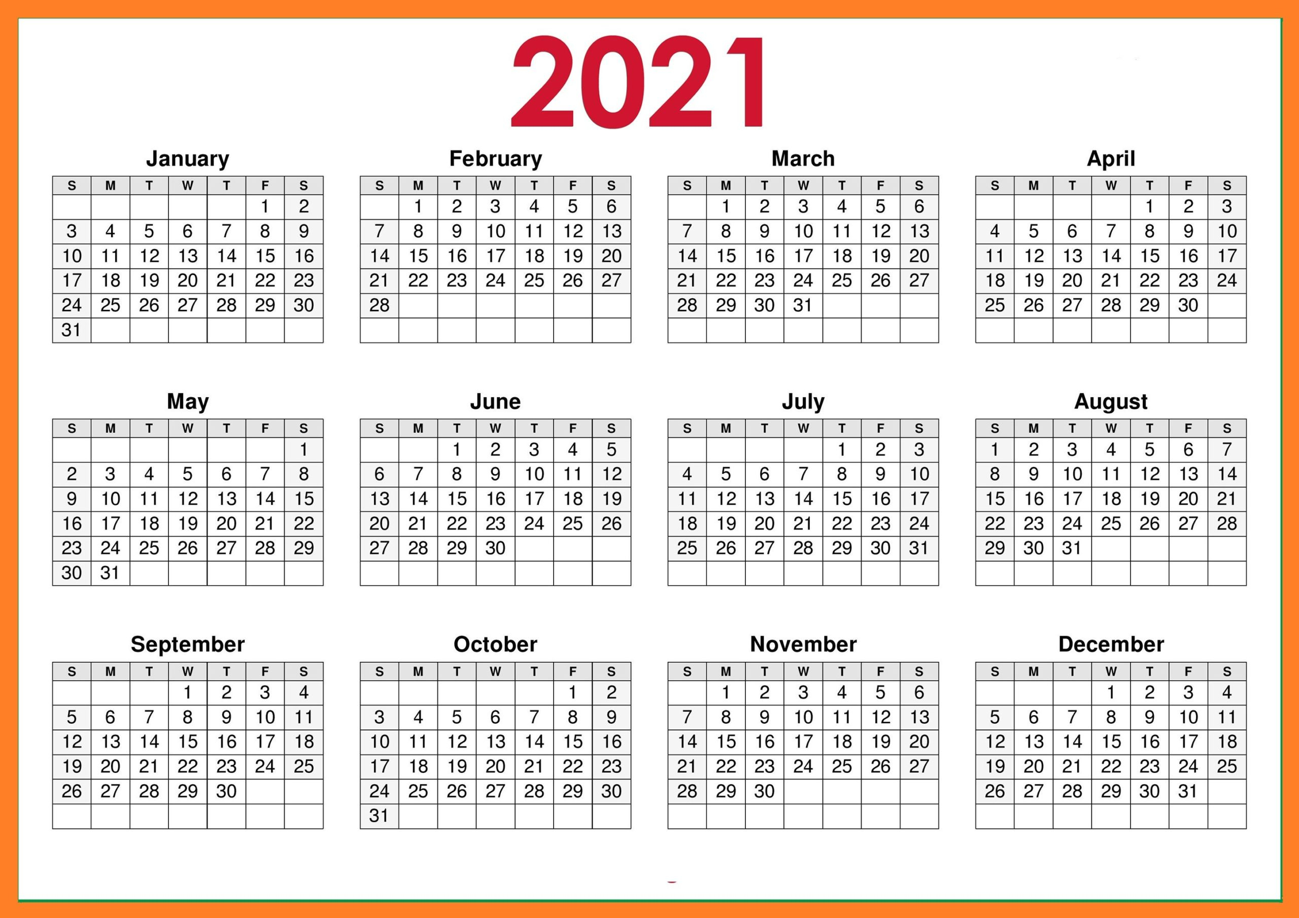 Blank 2021 Calendar Printable | Calendar 2021