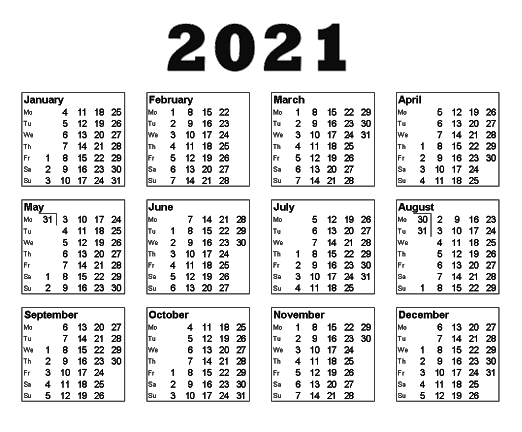 Blank 2021 Calendar Printable | Calendar 2021